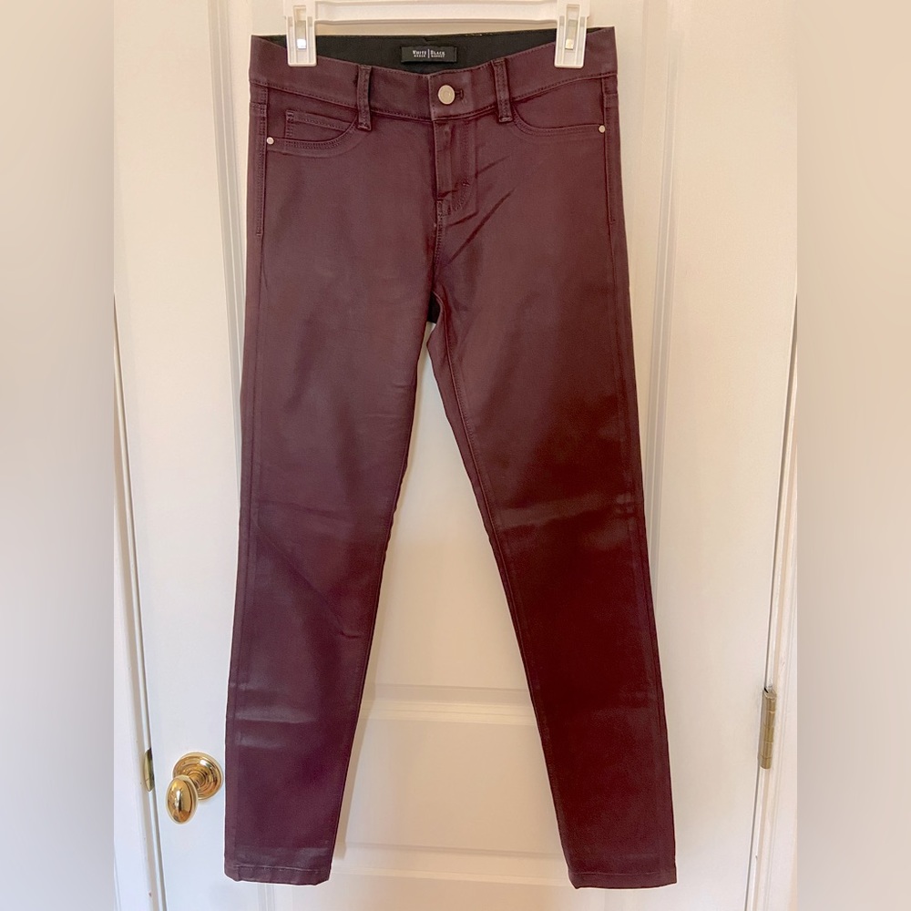 Vegan leather skinny leg jeans